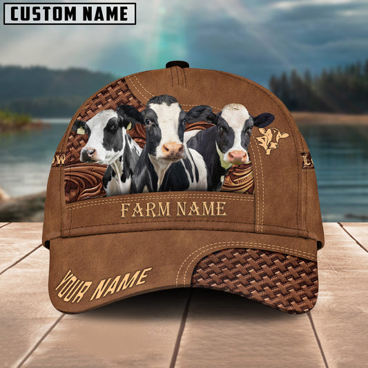 Joycorners Holstein Farm Name And Your Name Leather Pattern 3D Classic Cap