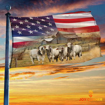 Joycorners Brahman Cattle America 3D Button Flag