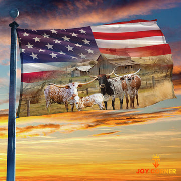 Joycorners Texas Longhorn America 3D Button Flag