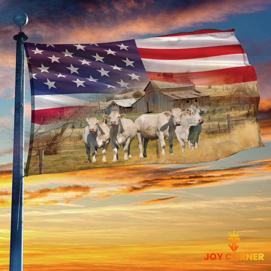 Joycorners Charolais America 3D Button Flag