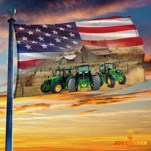 Joycorners Tractor America 3D Button Flag