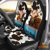 Joycorners Texas Longhorn Pattern Customized Name Dairy Cow Car Seat Cover Set