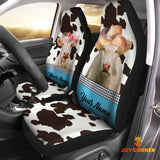 Joycorners Charolais Pattern Customized Name Dairy Cow Car Seat Cover Set