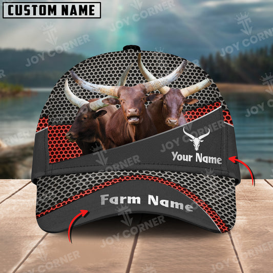 Joycorners Watusi Customized Name And Farm Name Metal 3D Classic Cap