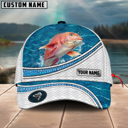Joycornerss Custom Name Red Snapper Fishing Water Tornado 3D Classic Cap