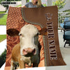 Joycorners Custom Name Simmental Cattle Leather Carving Blanket