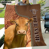 Joycorners Custom Name Limousin Cattle Leather Carving Blanket