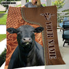 Joycorners Custom Name Black Angus Leather Carving Blanket