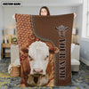 Joycorners Custom Name Hereford Cattle Leather Carving Blanket