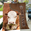Joycorners Custom Name Hereford Cattle Leather Carving Blanket