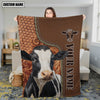 Joycorners Custom Name Holstein Cattle Leather Carving Blanket