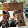 Joycorners Custom Name Holstein Cattle Leather Carving Blanket