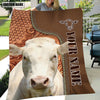 Joycorners Custom Name Charolais Cattle Leather Carving Blanket