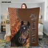 Joycorners Custom Name Horse Leather Carving Blanket