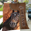 Joycorners Custom Name Horse Leather Carving Blanket