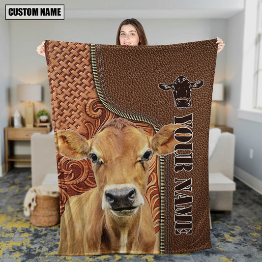 Joycorners Custom Name Jersey Cattle Leather Carving Blanket