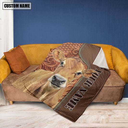 Joycorners Custom Name Jersey Cattle Leather Carving Blanket