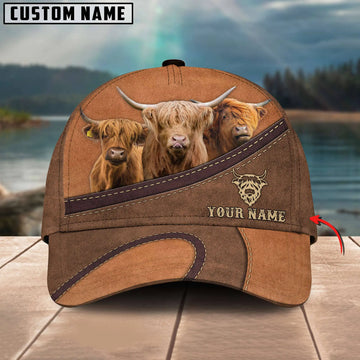 Joycorners Happiness Highland Personalized Name Brown 3D Classic Cap