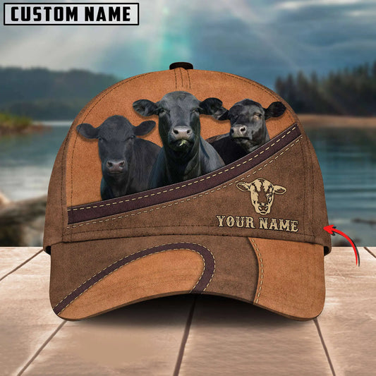 Joycorners Happiness Black Angus Personalized Name Brown 3D Classic Cap