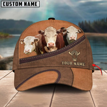 Joycorners Happiness Hereford Personalized Name Brown 3D Classic Cap