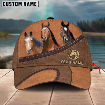 Joycorners Happiness Horse Personalized Name Brown 3D Classic Cap