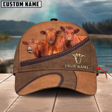 Joycorners Happiness Red Angus Personalized Name Brown 3D Classic Cap