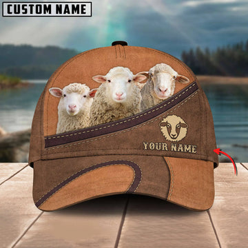 Joycorners Happiness Sheep Personalized Name Brown 3D Classic Cap