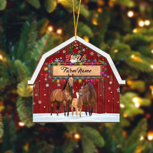 Joycorners Horse Lovers Christmas Gift Red Barn Custom Shape Acrylic Ornament