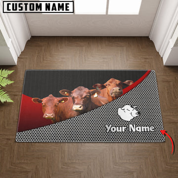 Joycorners Custom Name Red Poll Metal Pattern Doormat