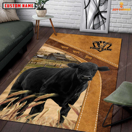 Joycorners Personalized Black Angus In Field Farmhouse Rug