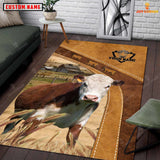 Joycorners Personalized Hereford In Field Farmhouse Rug