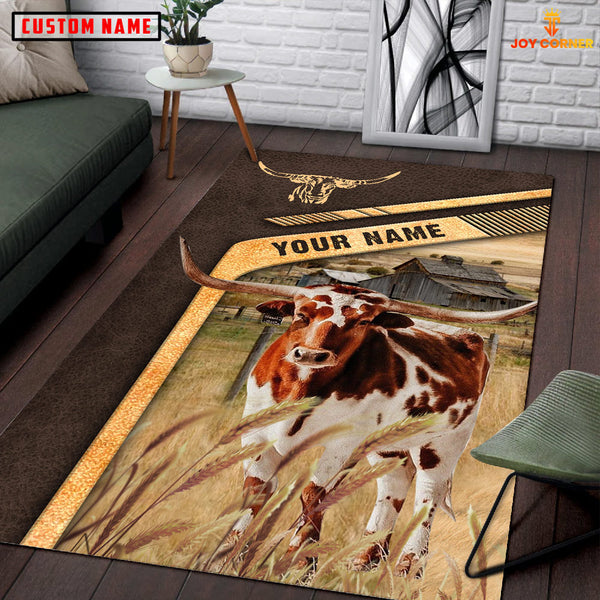 Joycorners Personalized Name Texas Longhorn On The Meadow Rug