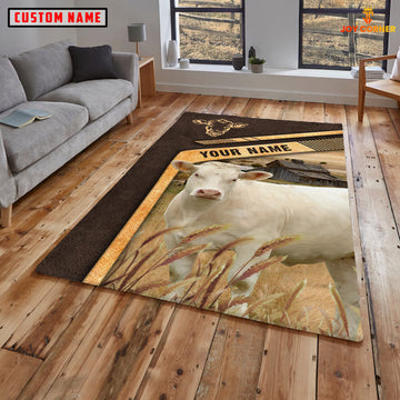 Joycorners Personalized Name Charolais On The Meadow Rug