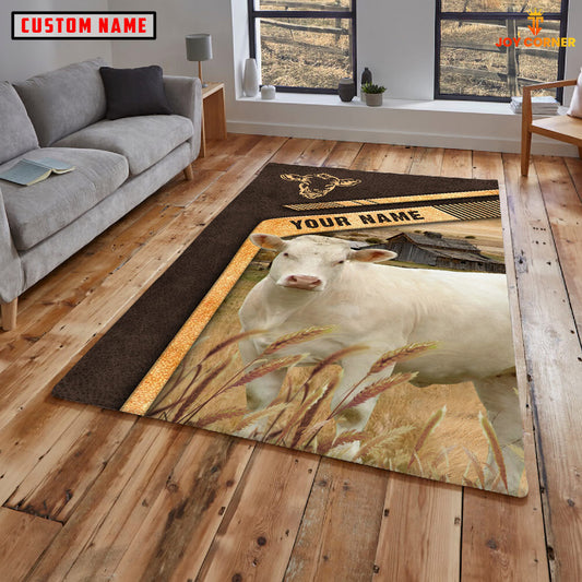 Joycorners Personalized Name Charolais On The Meadow Rug