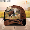 Joycorners Custom Name Hereford Brown Black Leather Pattern Cap