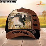 Joycorners Custom Name Brahman Cattle Brown Black Leather Pattern Cap