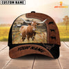 Joycorners Custom Name Texas Longhorn Brown Black Leather Pattern Cap