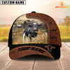 Joycorners Custom Name Holstein Brown Black Leather Pattern Cap