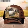 Joycorners Custom Name Charolais Brown Black Leather Pattern Cap