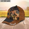 Joycorners Custom Name Jersey Brown Leather Pattern 3D Cap