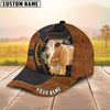 Joycorners Custom Name Simmental Brown Leather Pattern 3D Cap