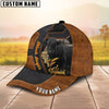 Joycorners Custom Name Black Angus Brown Leather Pattern 3D Cap