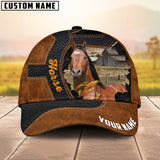 Joycorners Custom Name Horse Brown Leather Pattern 3D Cap