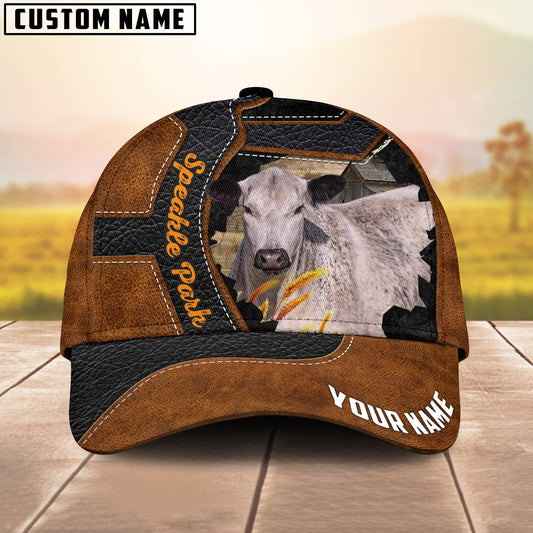 Joycorners Custom Name Speakle Park Brown Leather Pattern 3D Cap