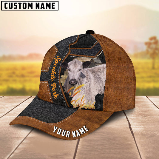 Joycorners Custom Name Speakle Park Brown Leather Pattern 3D Cap