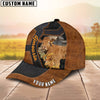 Joycorners Custom Name Limousin Brown Leather Pattern 3D Cap