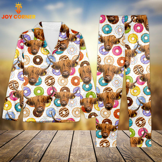 Joycorners Highland Cattle Cattle Cookies Pattern 3D Pajamas