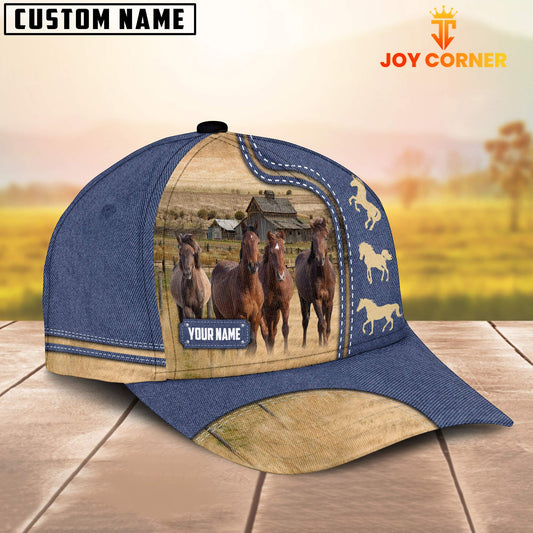 Joycorners Custom Name Horse Jean Pattern Cap