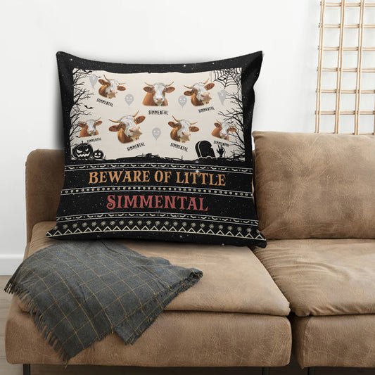 Joycorners Beware Of Little Simmental Custom Name Happy Halloween Pillow Case