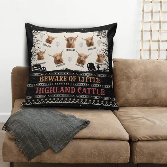 Joycorners Beware Of Little Highland Custom Name Happy Halloween Pillow Case